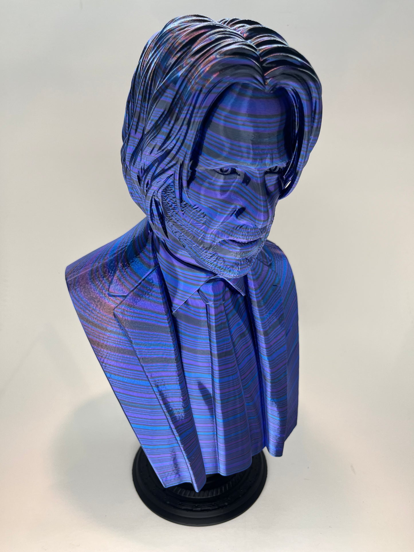 13.5 Inch Metallic John Wick Bust Statue: Unique John Wick Collectible: Purple/Blue/Black