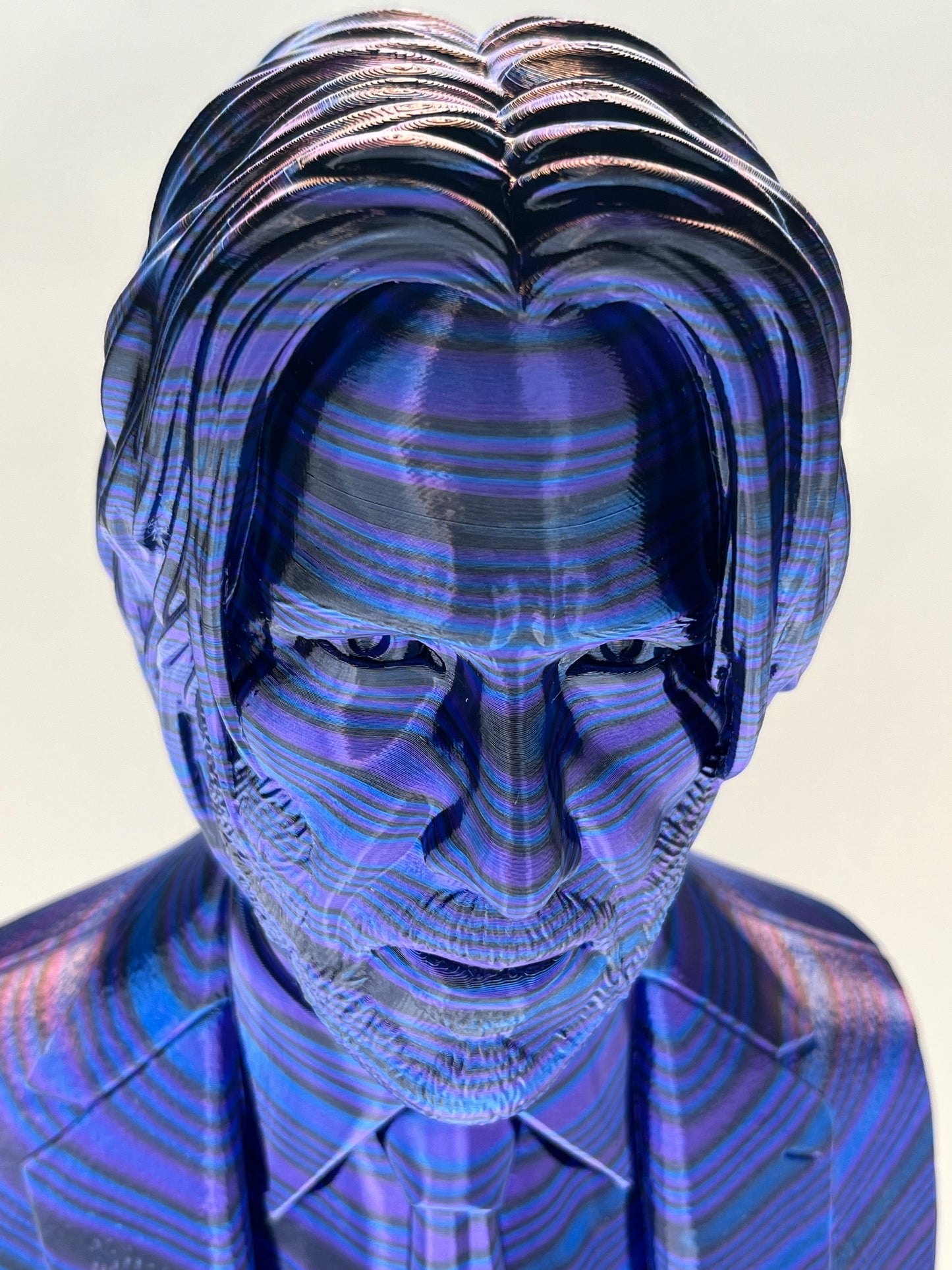 13.5 Inch Metallic John Wick Bust Statue: Unique John Wick Collectible: Purple/Blue/Black