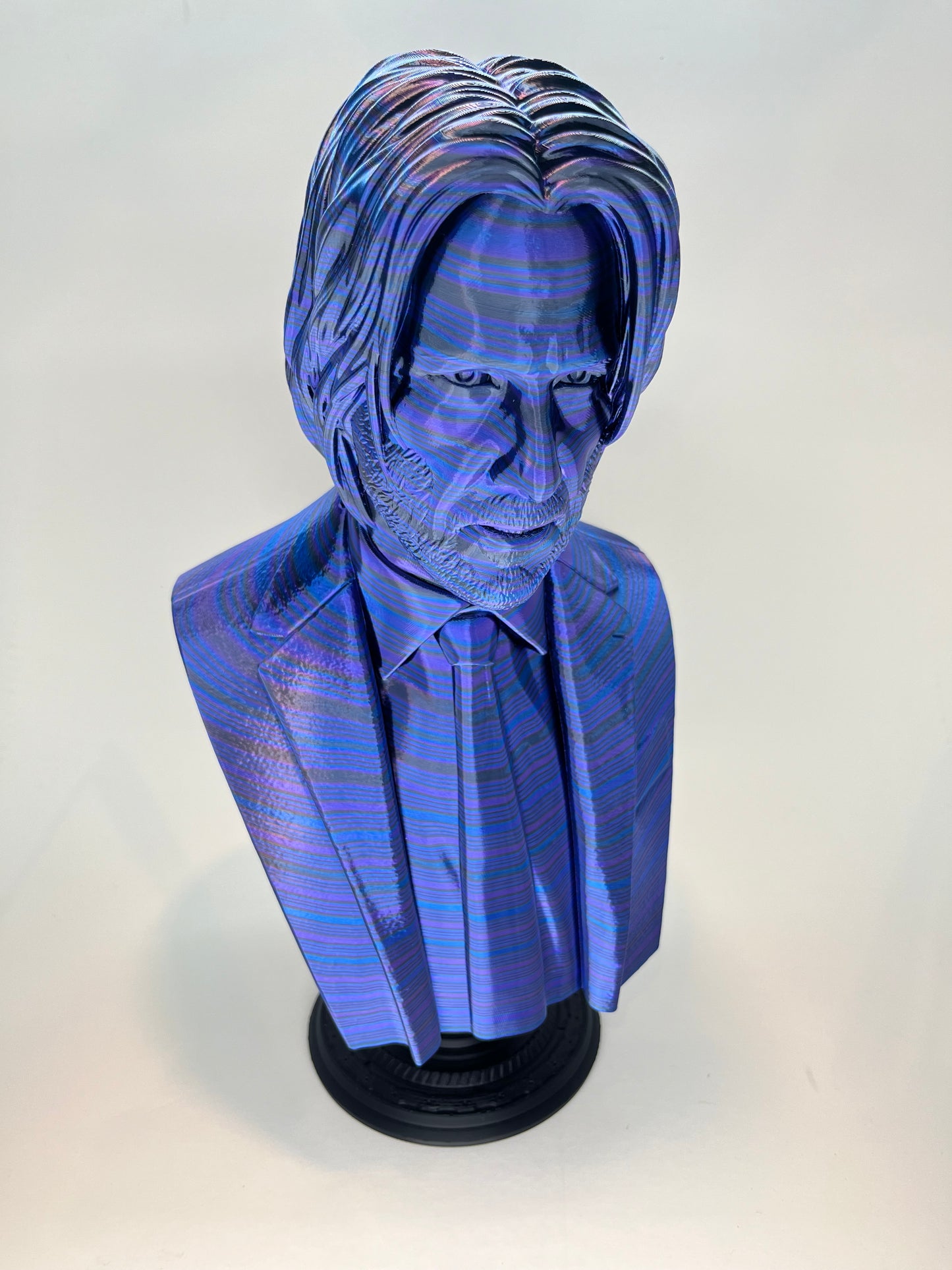 13.5 Inch Metallic John Wick Bust Statue: Unique John Wick Collectible: Purple/Blue/Black