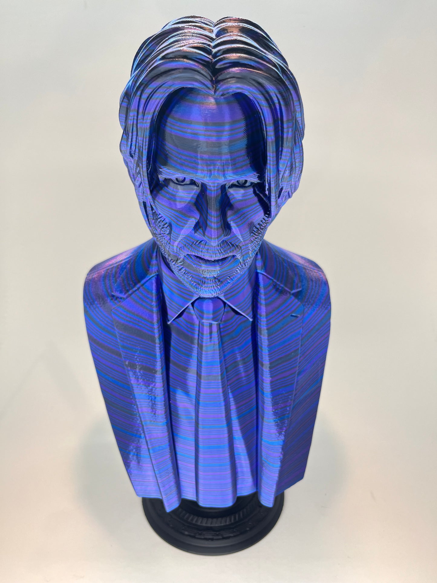 13.5 Inch Metallic John Wick Bust Statue: Unique John Wick Collectible: Purple/Blue/Black