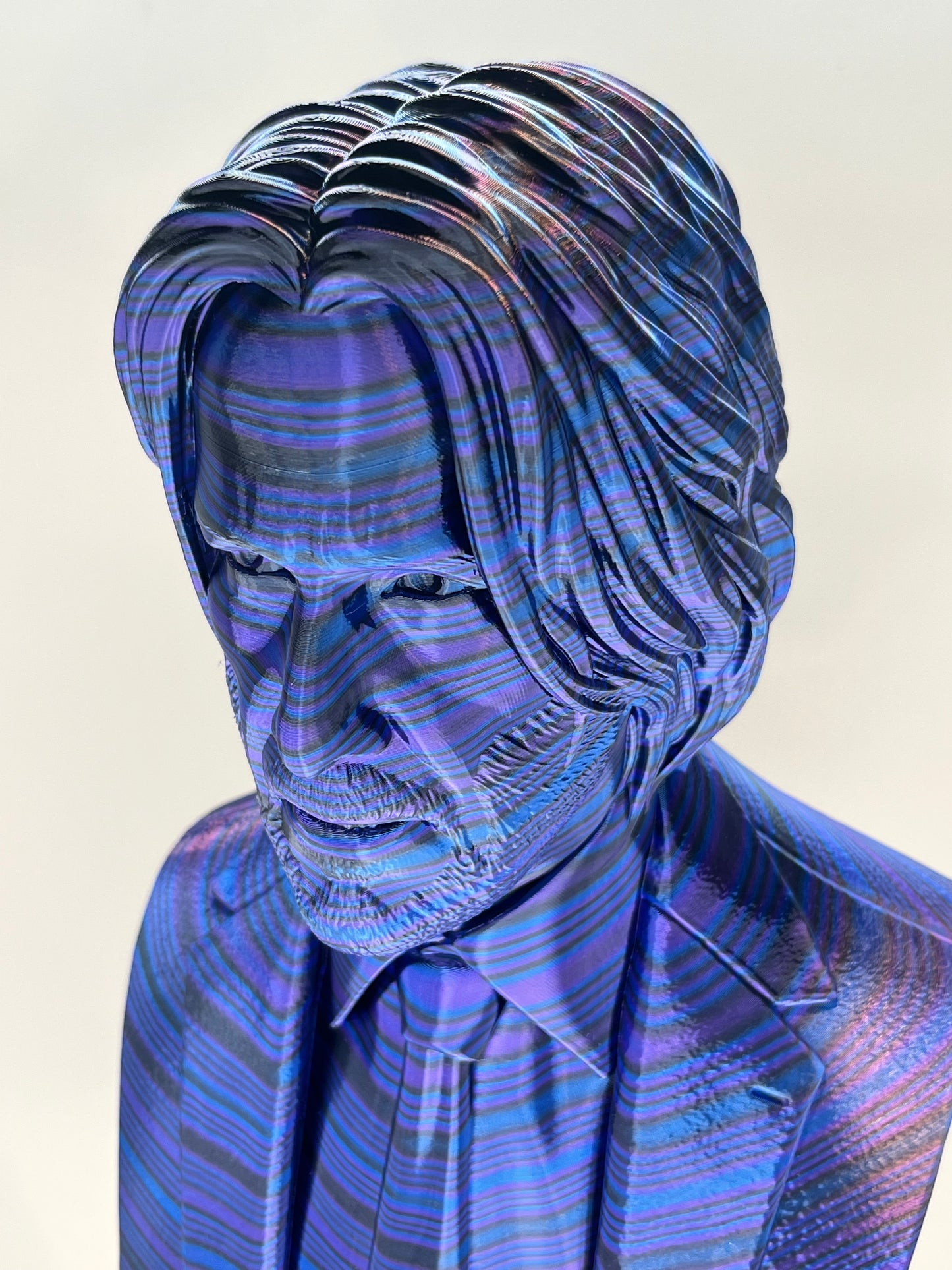 13.5 Inch Metallic John Wick Bust Statue: Unique John Wick Collectible: Purple/Blue/Black