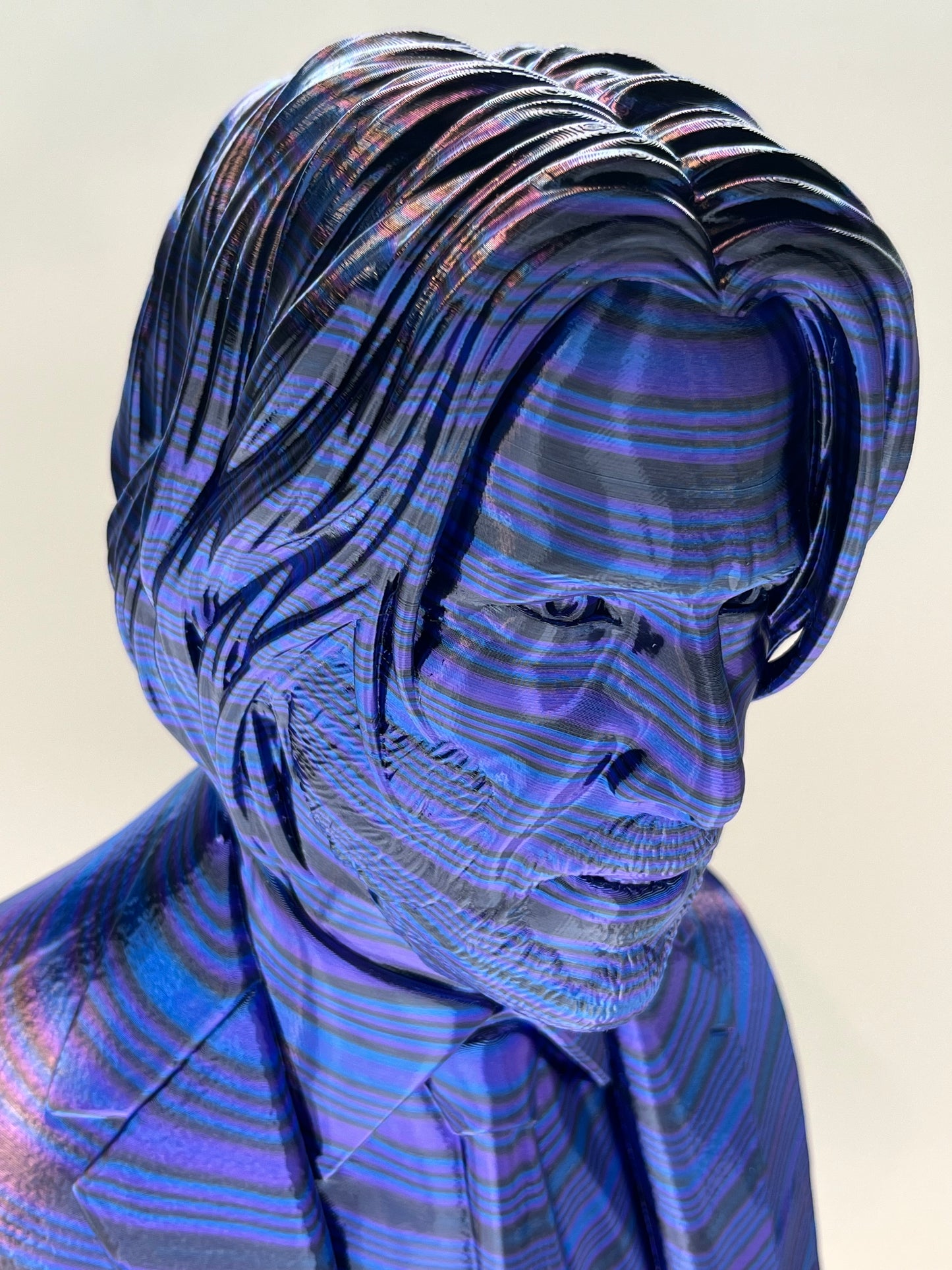 13.5 Inch Metallic John Wick Bust Statue: Unique John Wick Collectible: Purple/Blue/Black