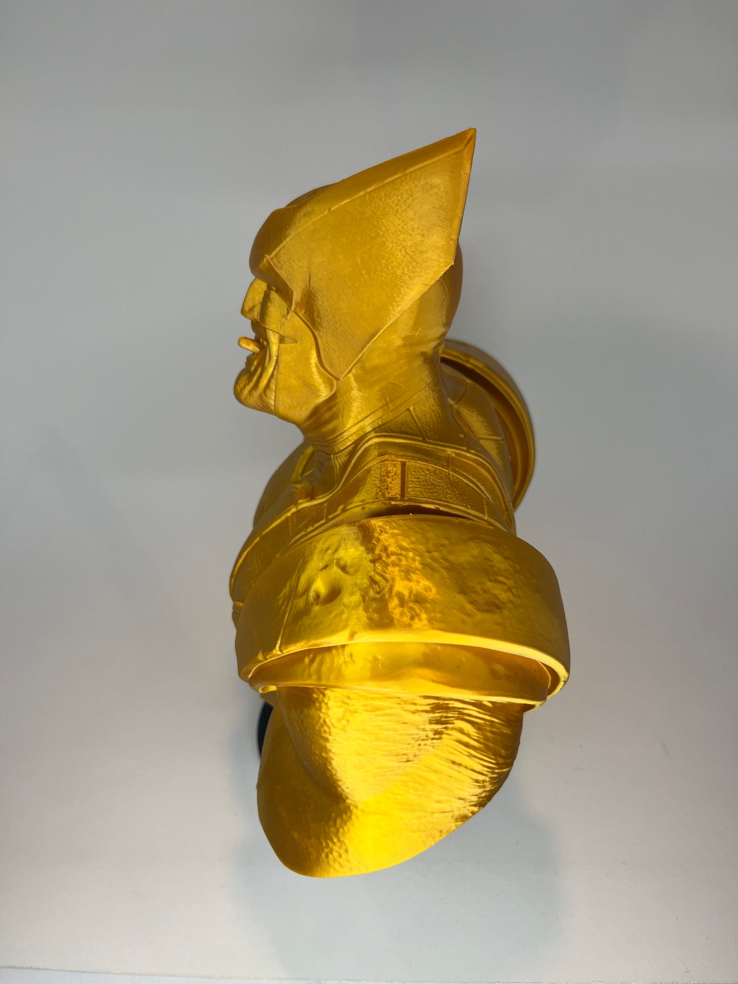 Large 3D Printed Classic Wolverine Bust: Simulated Gold with Black Base