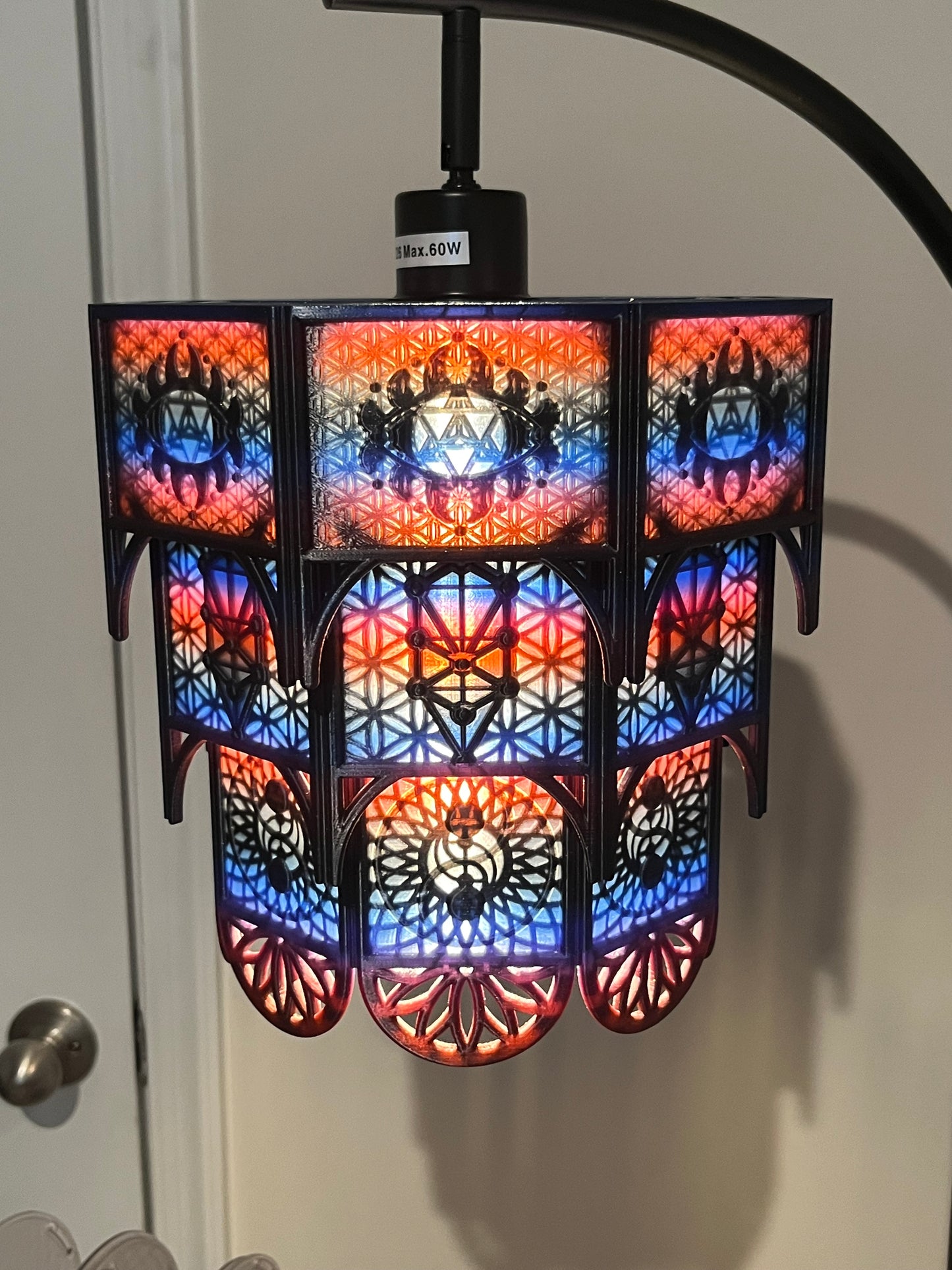 Magical Shadows Psychedelic Floor Lamp with E26/E27 Vintage LED Bulb. One-of-a-Kind Lamp.