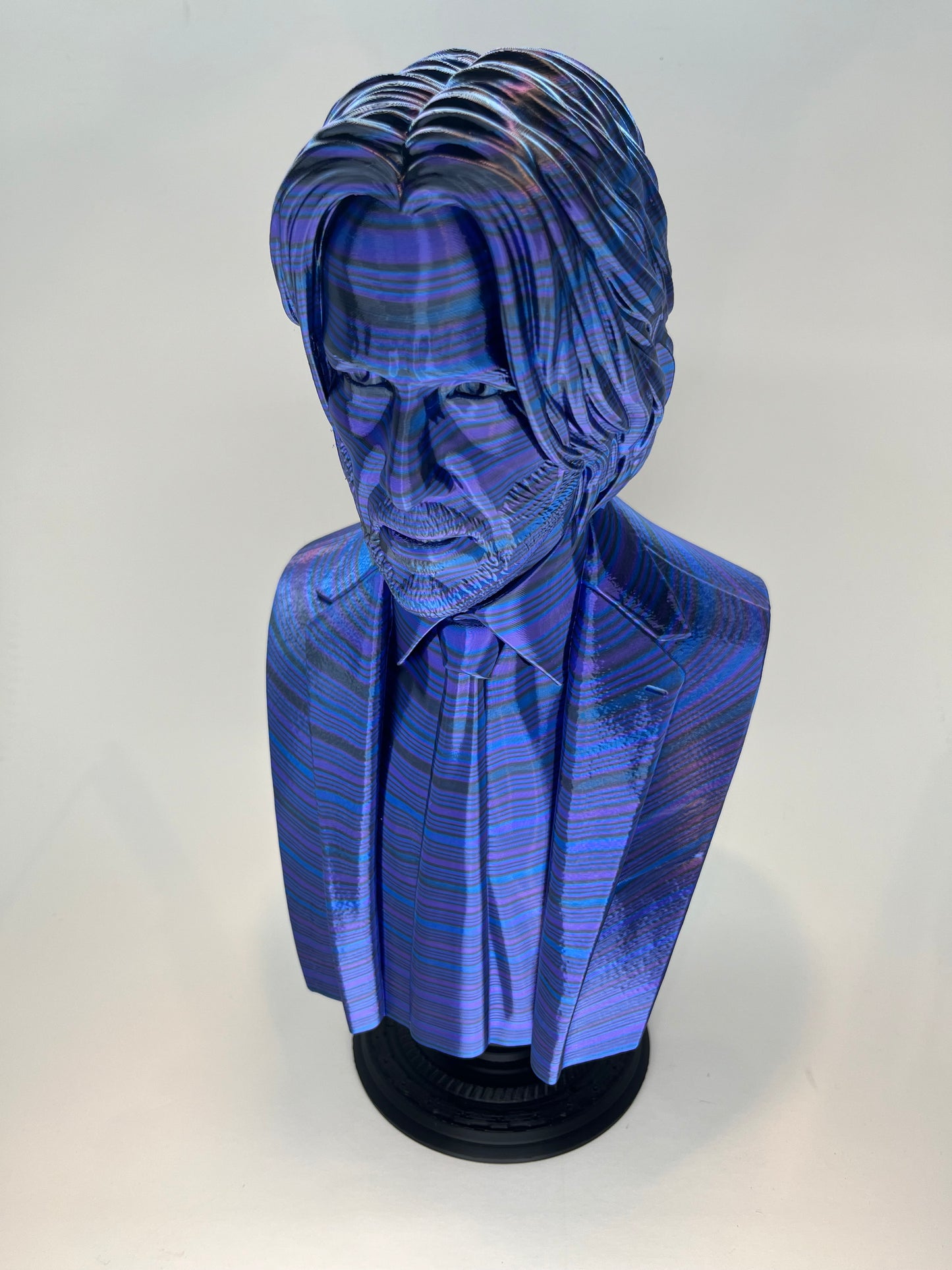 13.5 Inch Metallic John Wick Bust Statue: Unique John Wick Collectible: Purple/Blue/Black