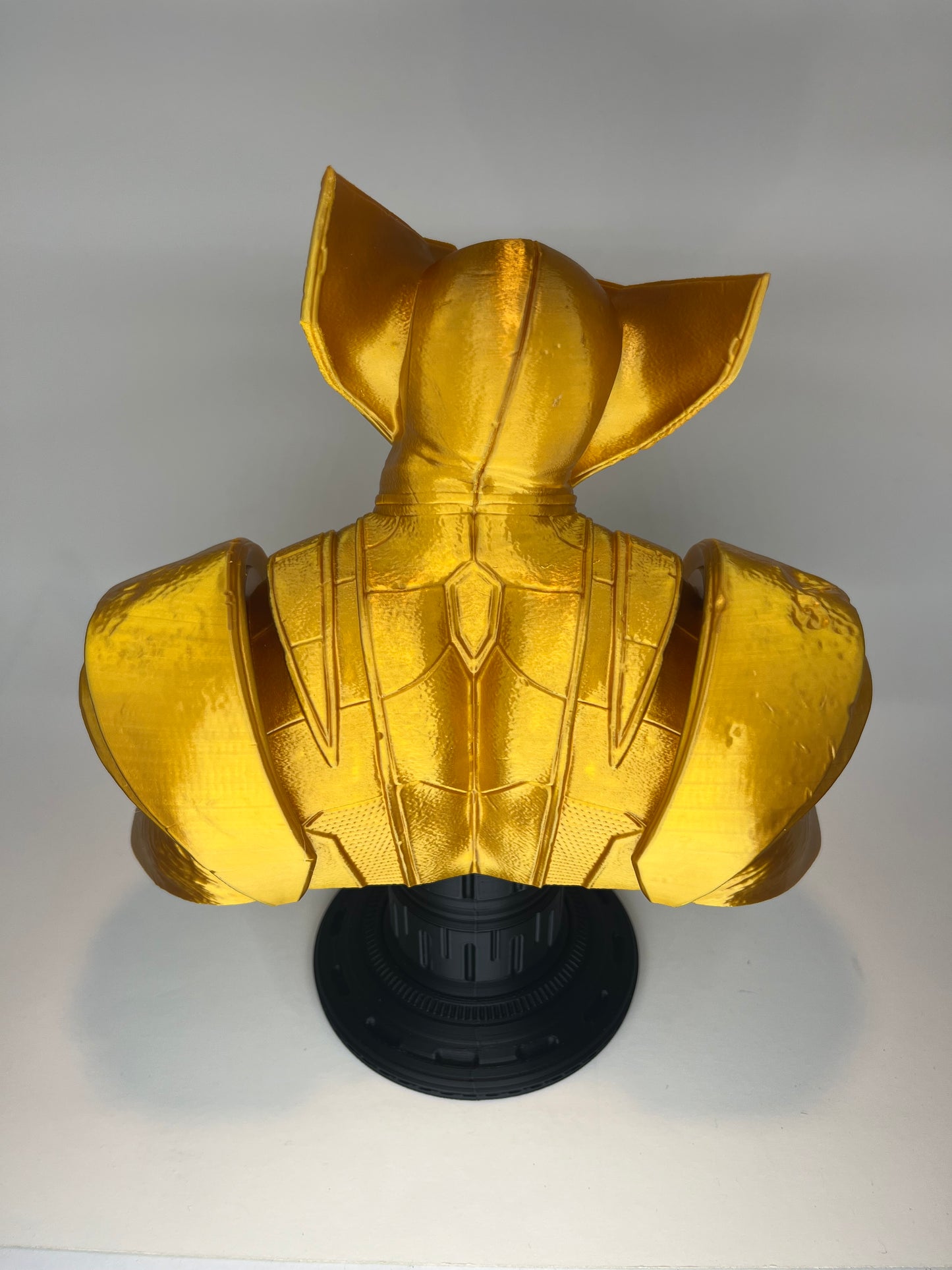 Large 3D Printed Classic Wolverine Bust: Simulated Gold with Black Base