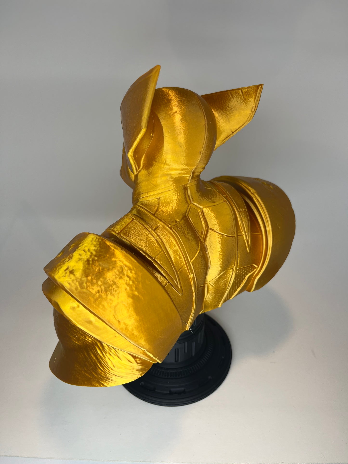 Large 3D Printed Classic Wolverine Bust: Simulated Gold with Black Base