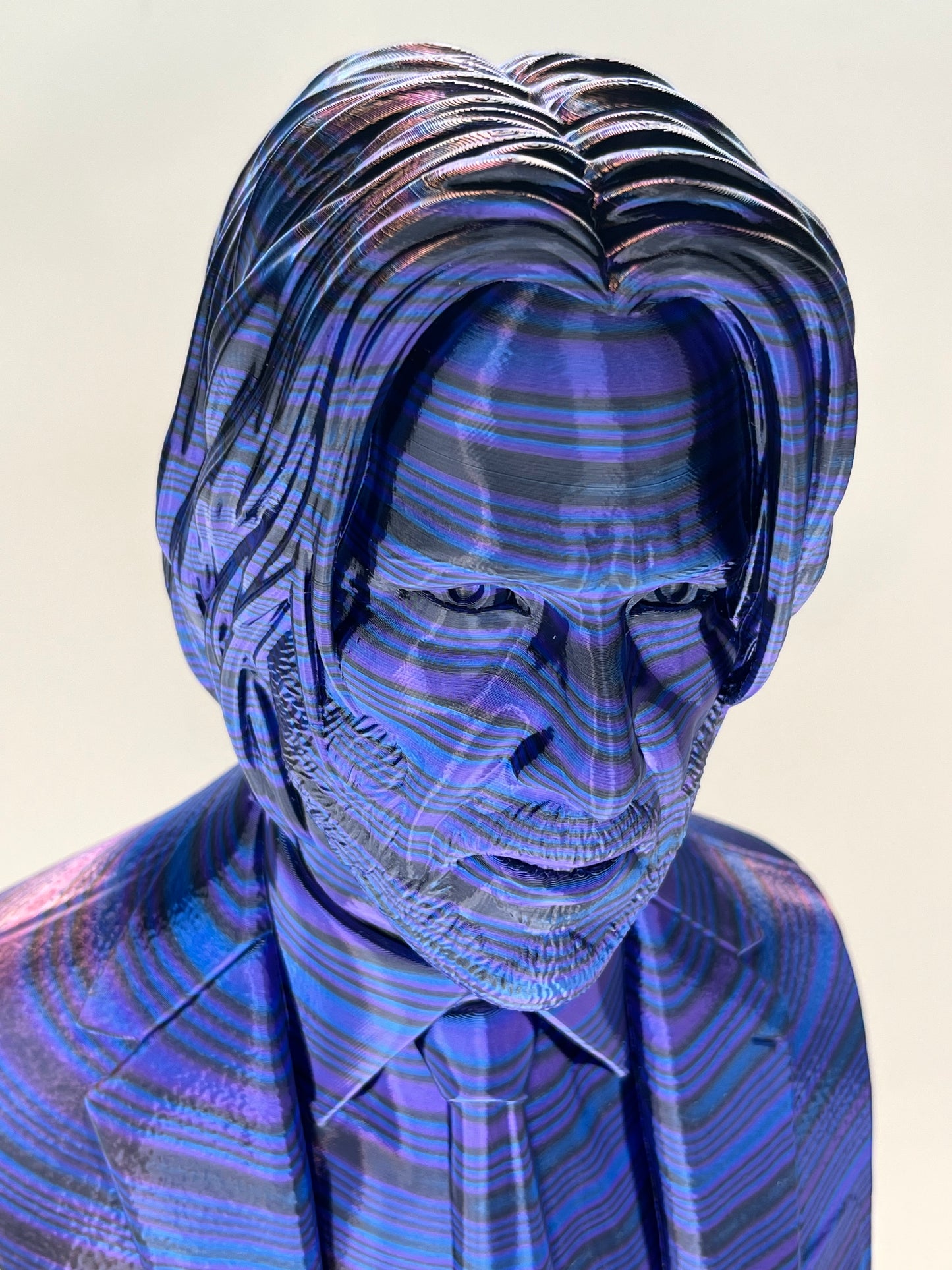 13.5 Inch Metallic John Wick Bust Statue: Unique John Wick Collectible: Purple/Blue/Black