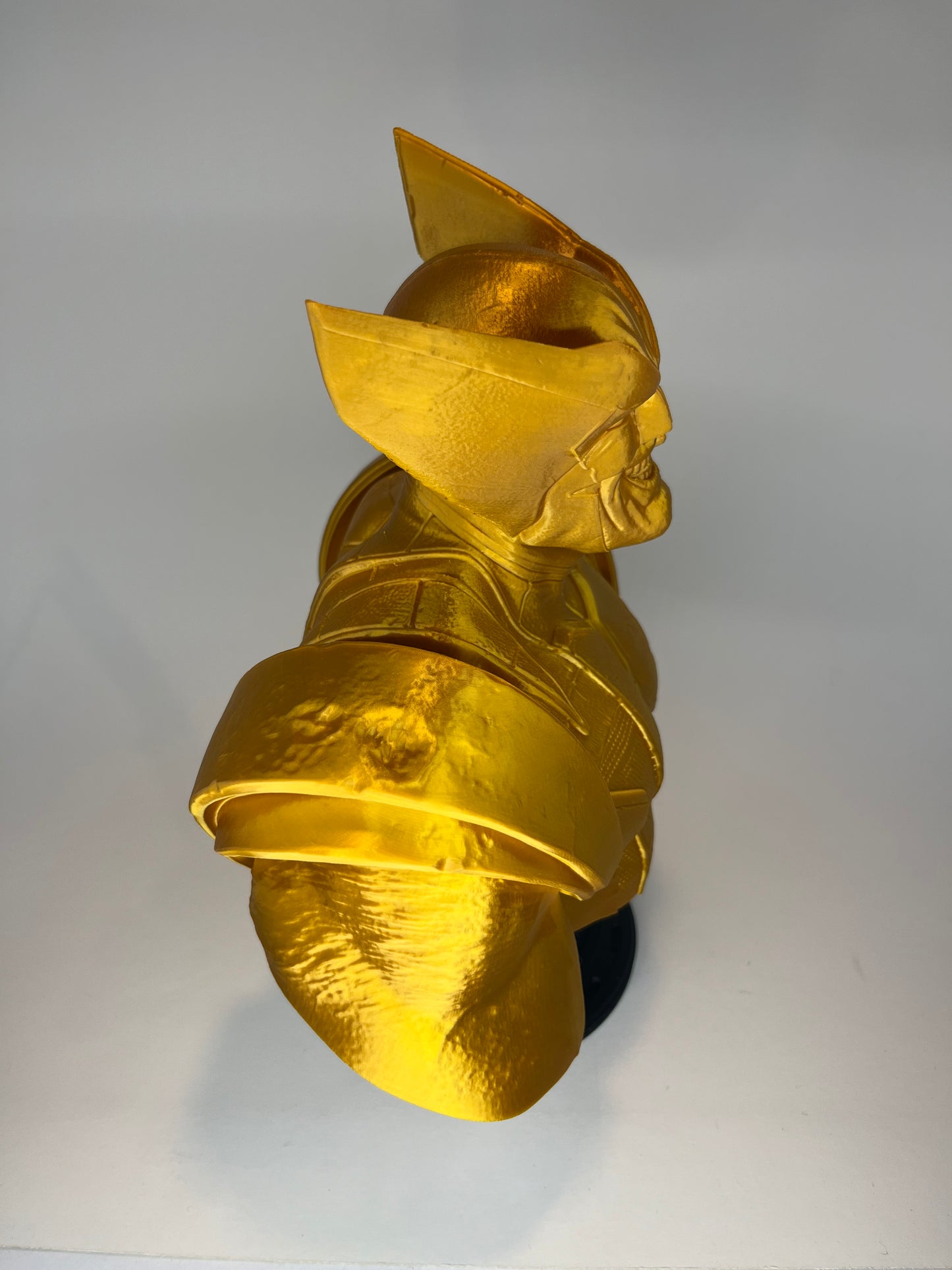 Large 3D Printed Classic Wolverine Bust: Simulated Gold with Black Base