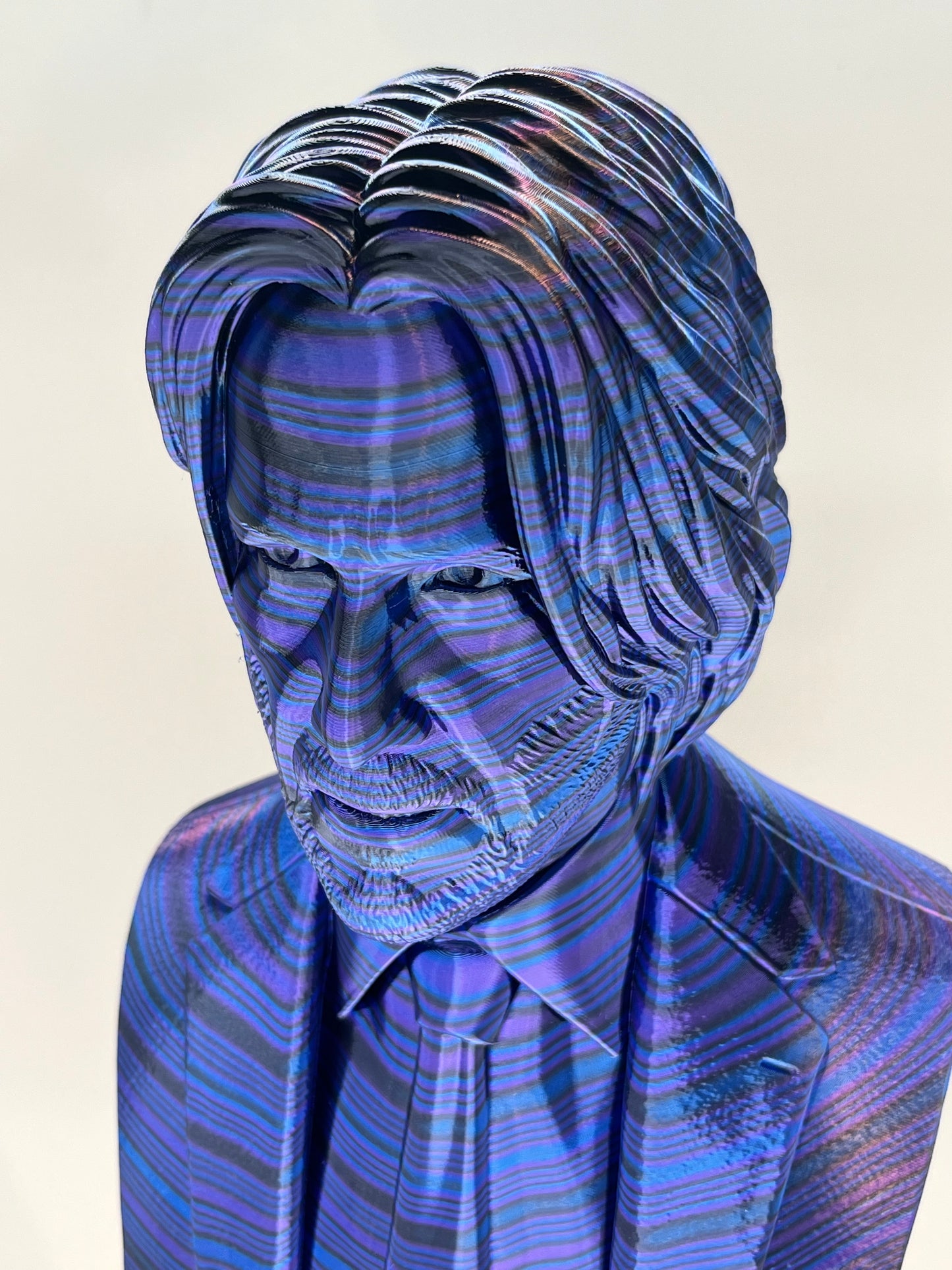 13.5 Inch Metallic John Wick Bust Statue: Unique John Wick Collectible: Purple/Blue/Black