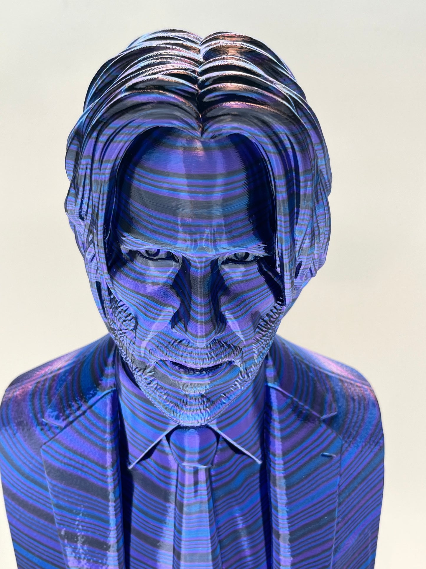 13.5 Inch Metallic John Wick Bust Statue: Unique John Wick Collectible: Purple/Blue/Black